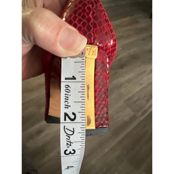 Vintage Timothy Hitsman Red Reptile Print Leather Heels Women’s Size 7.5M Italy - Picture 9 of 9